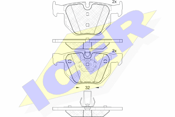 Brake pad set , Rear
