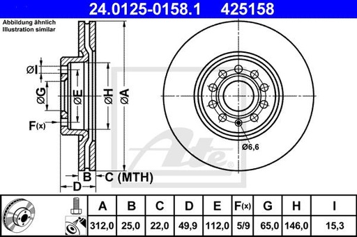 [1K0615301AA-ATE] Brake Disc, Front