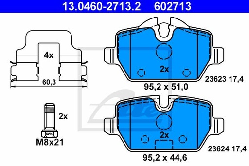 [34216788183ATE] Brake Pad Set, Rear