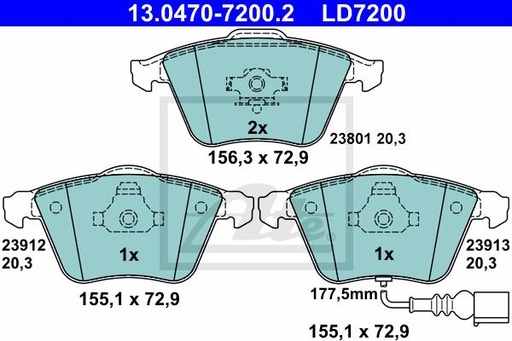 [1K0698151B-ATE-C] FRONT BRAKE PADS (CERAMIC)