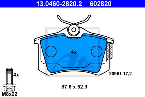 [1K0698451J-ATE] BRAKE PADS , REAR