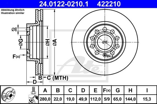 [1K0615301AK-ATE] Brake Disc, Front