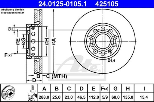 [8E0615301Q-ATE] Brake Disc, Front