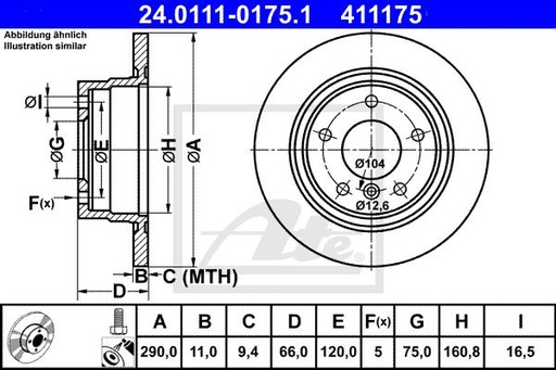 [34216792225-ATE] DISC BRAKE REAR  