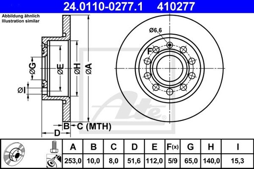 [1K0615601AB-ATE] DISK BRAKE , REAR 