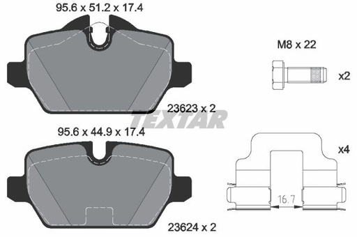 [34216788183TX] Brake Pad Set, Rear