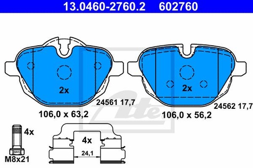 [34216796741ATE] Brake Pad Set, Rear