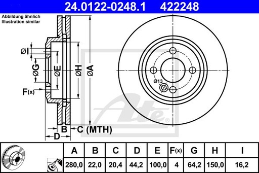 [34116858651ATE] DISK BRAKE , FRONT 
