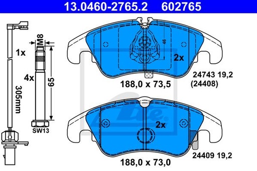[8K0698151L-ATE] BRAKE PAD SET ,FRONT