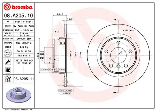 [34216855002BR] Brake Disc, Rear