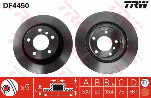[34216792227TRW] BRAKE DISC, REAR 