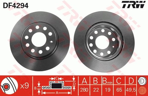 [1K0615301AK-TRW] Brake Disc, FRONT