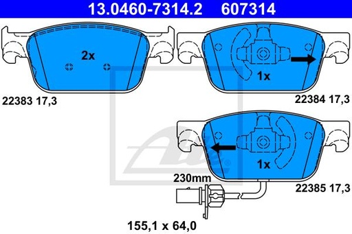 [8W0698151AG-ATE] Brake pads , FRONT