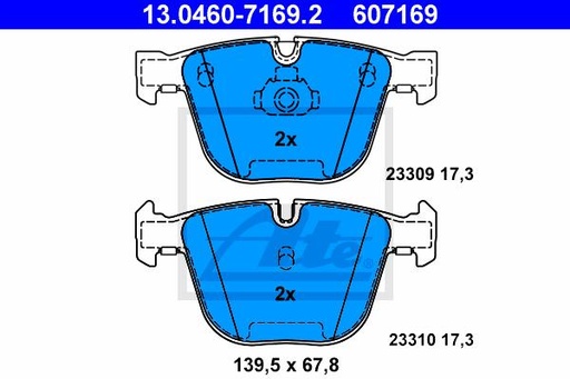 [34216768471ATE] Brake pad set, Rear
