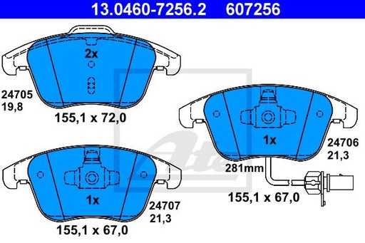 [8K0698151F-ATE] FRONT Brake Pad Set