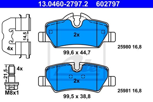 [34216871299ATE] Brake pad set,Rear