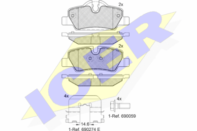 [34216871299ICER] Brake pad set,Rear 