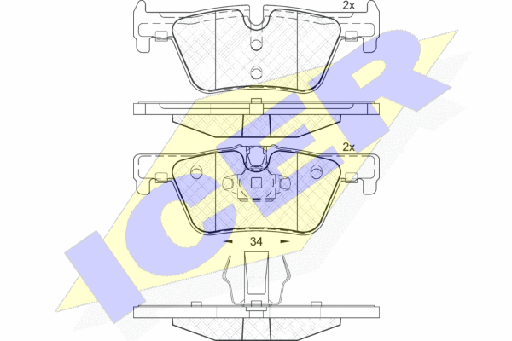 [34216873093ICER] BRAKE PADS, Rear 