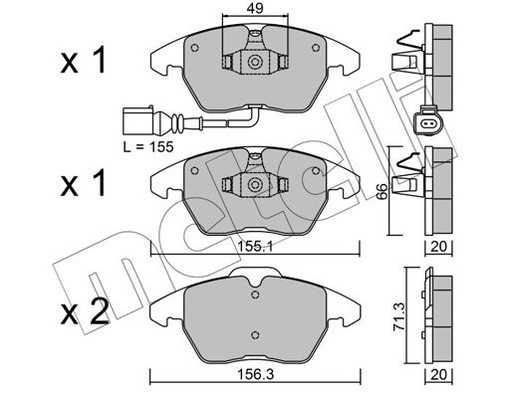 [5K0698151-MET] Brake Pad Set, Front